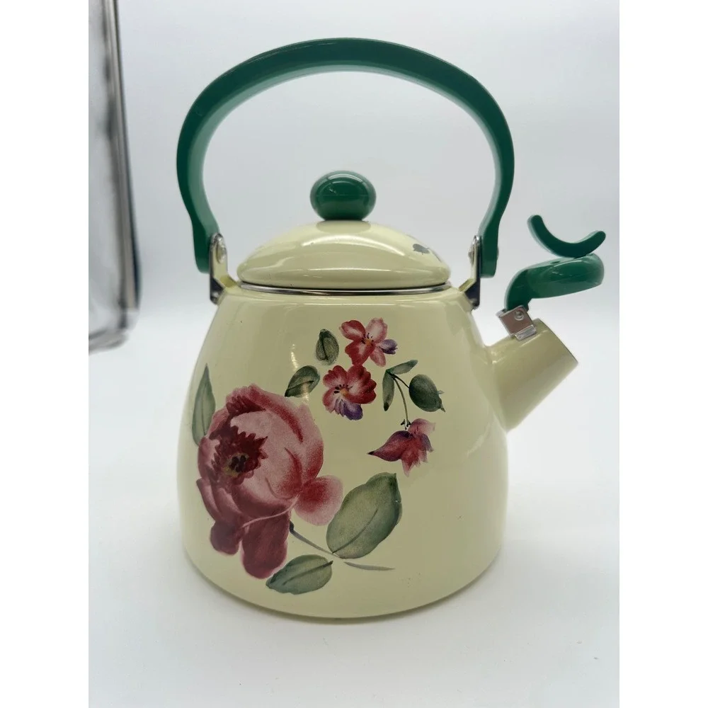 Pfaltzgraff 2.2 Qt Napoli Tea Whistling Kettle Discontinued Flower Market